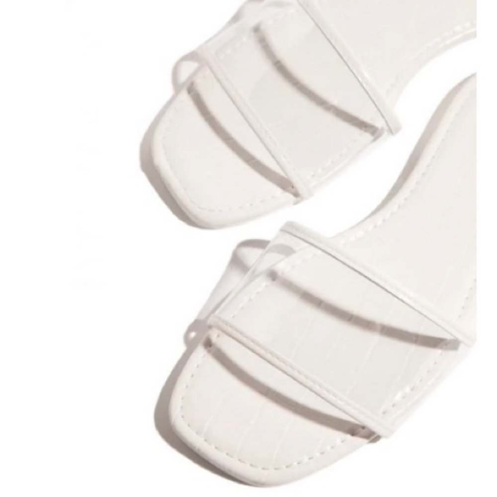 Clear Strap Slide in White Croc - Picture 4 of 8